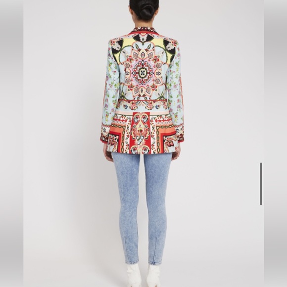 ALICE AND OLIVIA Nate Euphoria Paisley Floral Print Linen Blazer Jacket - Picture 16 of 16